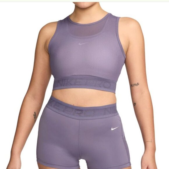 NWT Nike Pro Mesh Tank Top Small In Color  Daybreak/White - FN7387 509 - Picture 1 of 12